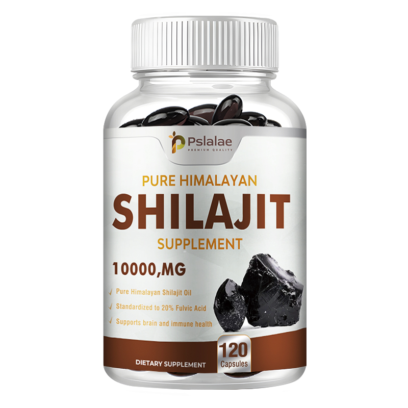 Shilajit Resin Pure - 20% フルボ酸を配合した純粋なヒマラヤ シラジット樹脂カプセル - 10:1 エキス