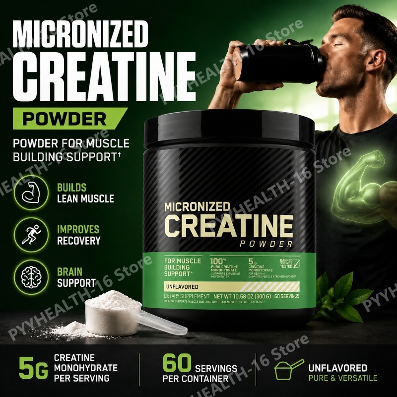 Creatine Monohydrate Powder - 微粉化クレアチンモノハイドレートパウダー、無香料、筋力強化と除脂肪筋肉サポート、1回分5g、300g 60回分