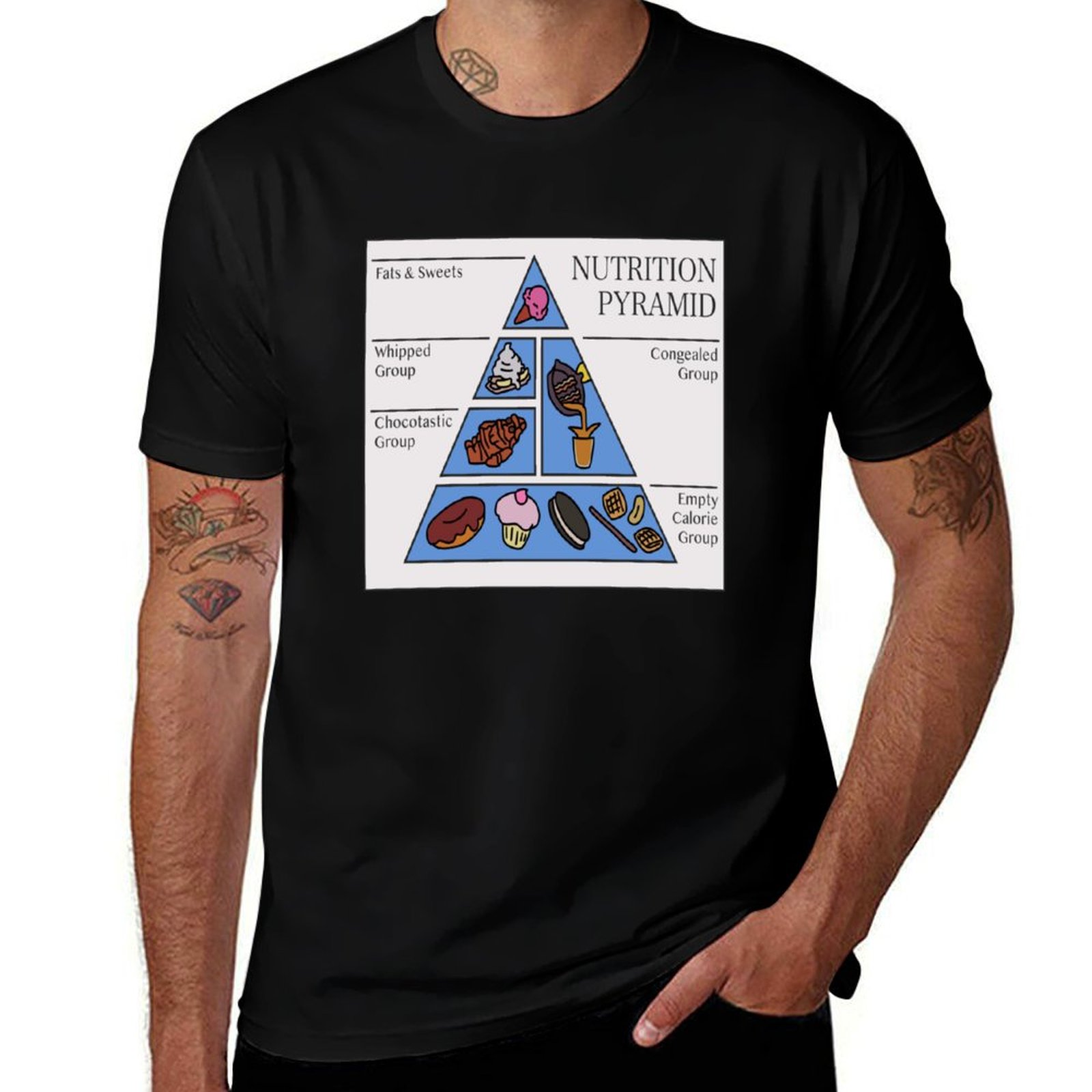 Nutrition And Exercise - ドクター・ニックス 栄養ピラミッド Tシャツ ジムエクササイズ 半袖Tシャツ