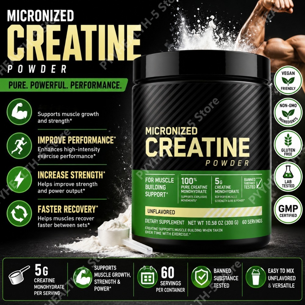 Creatine Monohydrate Powder - クレアチンモノハイドレートパウダー 無香料 300g、1回分5g、60回分、大人のための毎日のワークアウト栄養補給