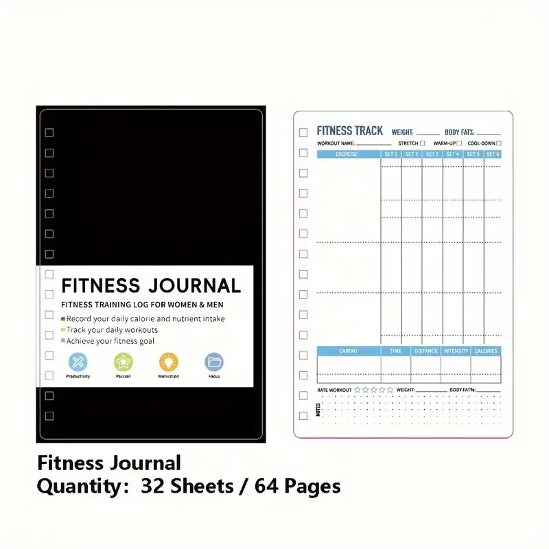 スパイラルノート 毎日の運動と栄養計画表 32枚 フィットネ - Fitness Nutrition Journal のレビューと価格
