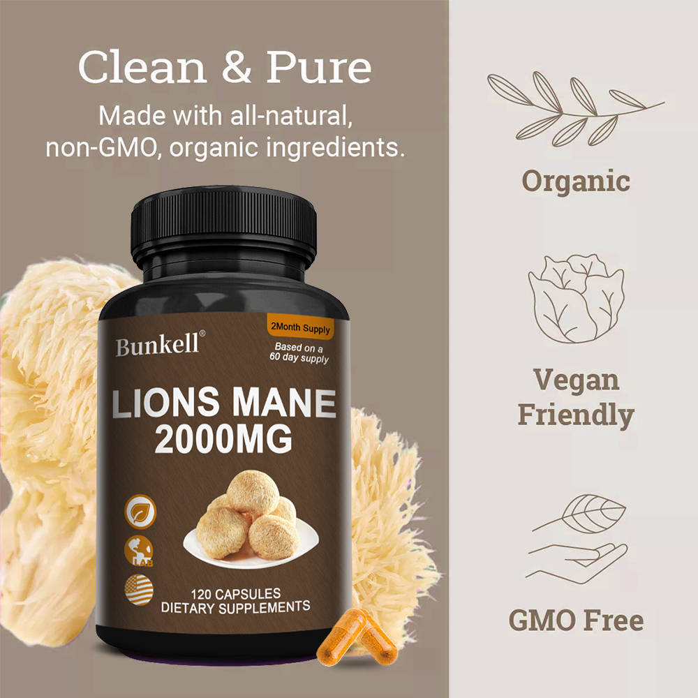 オーガニックライオンズメインマッシュルームカプセル2000m - Lion Mane Mushroom のレビューと価格