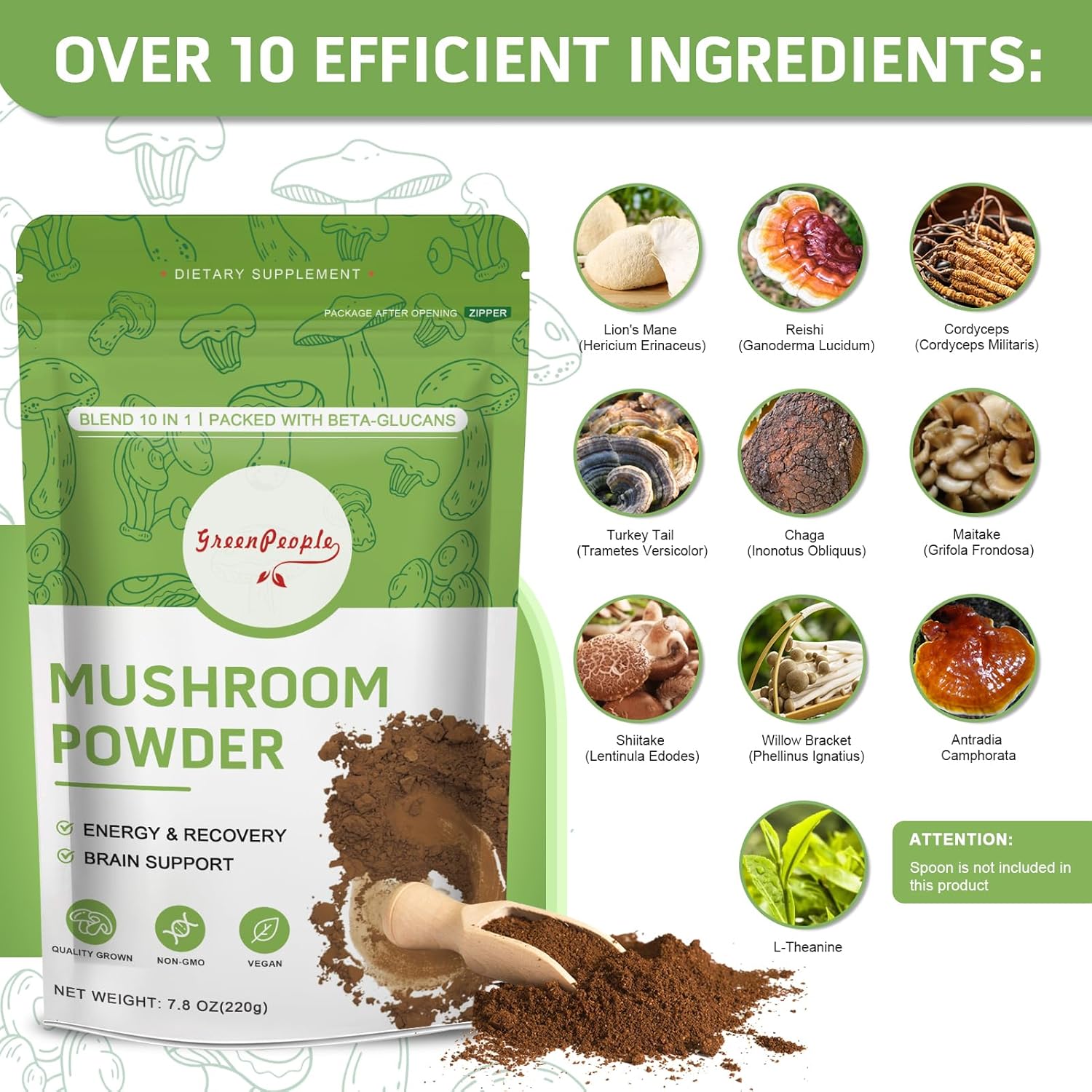 グリーンピープル 10in1 マッシュルーム ライオンズメイ - Lion Mane Mushroom のレビューと価格