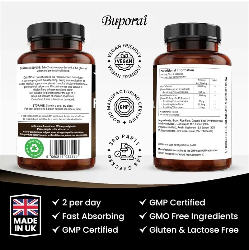 ライオンズメーン＆レイシキノコ 4000mg - 気分改善、 - Lion Mane Mushroom のレビューと価格